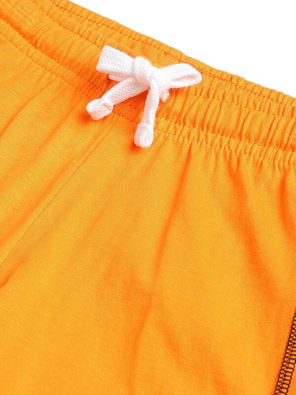 Boys Medium Orange Knitted T-shirt with Short Pants image number 5